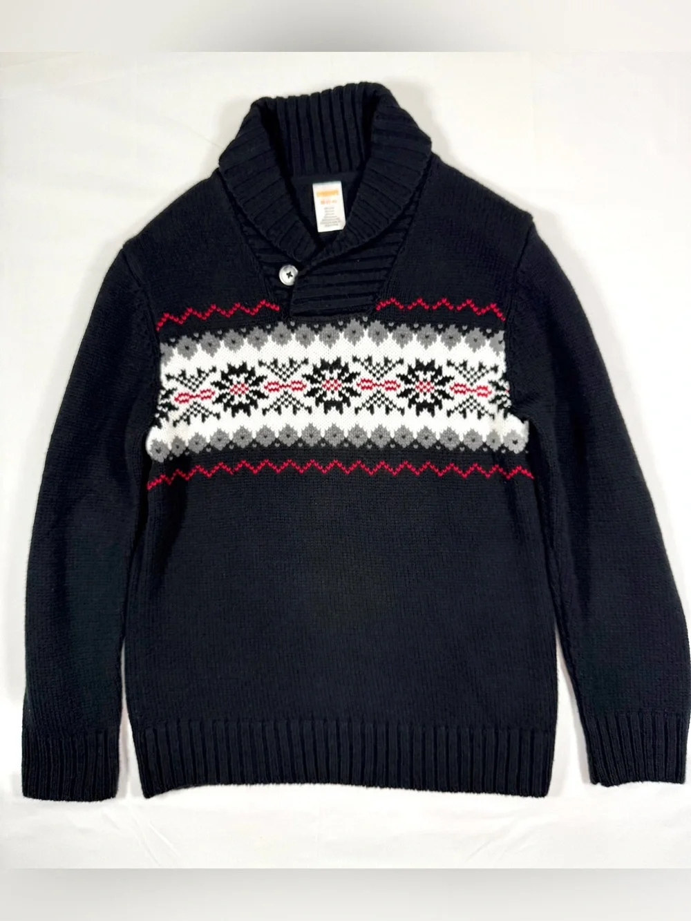 GYMBOREE Boys Fair Isle Shawl Collar Sweater Size M 7-8 Nordic Ski Lodge Holiday